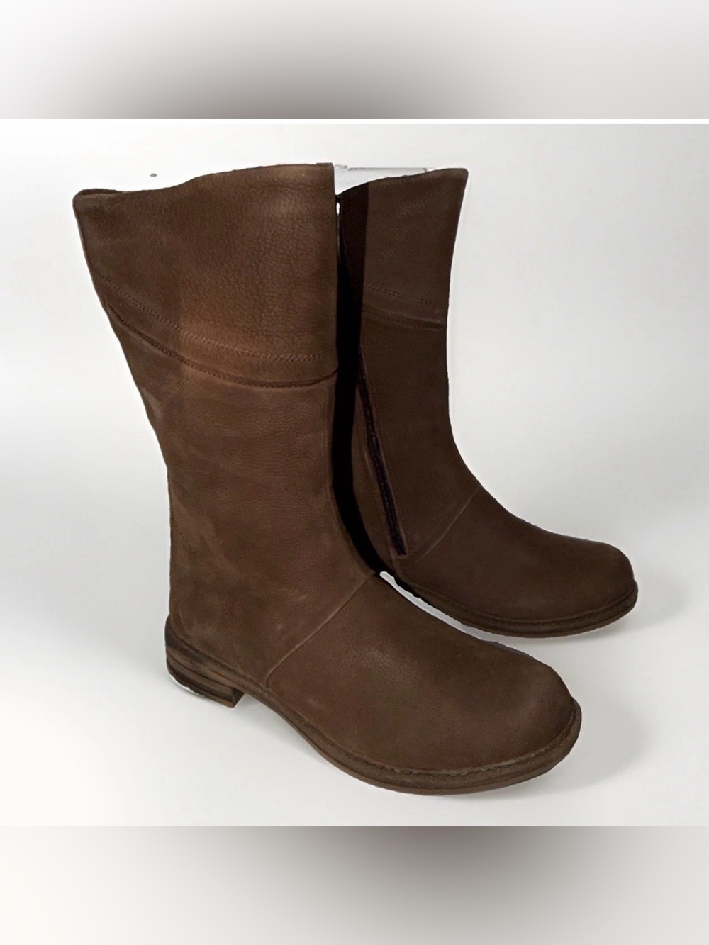 NIB Womens Bernie Mev Tessler Mid Nubuck Riding boots Cognac EU 37 US 6